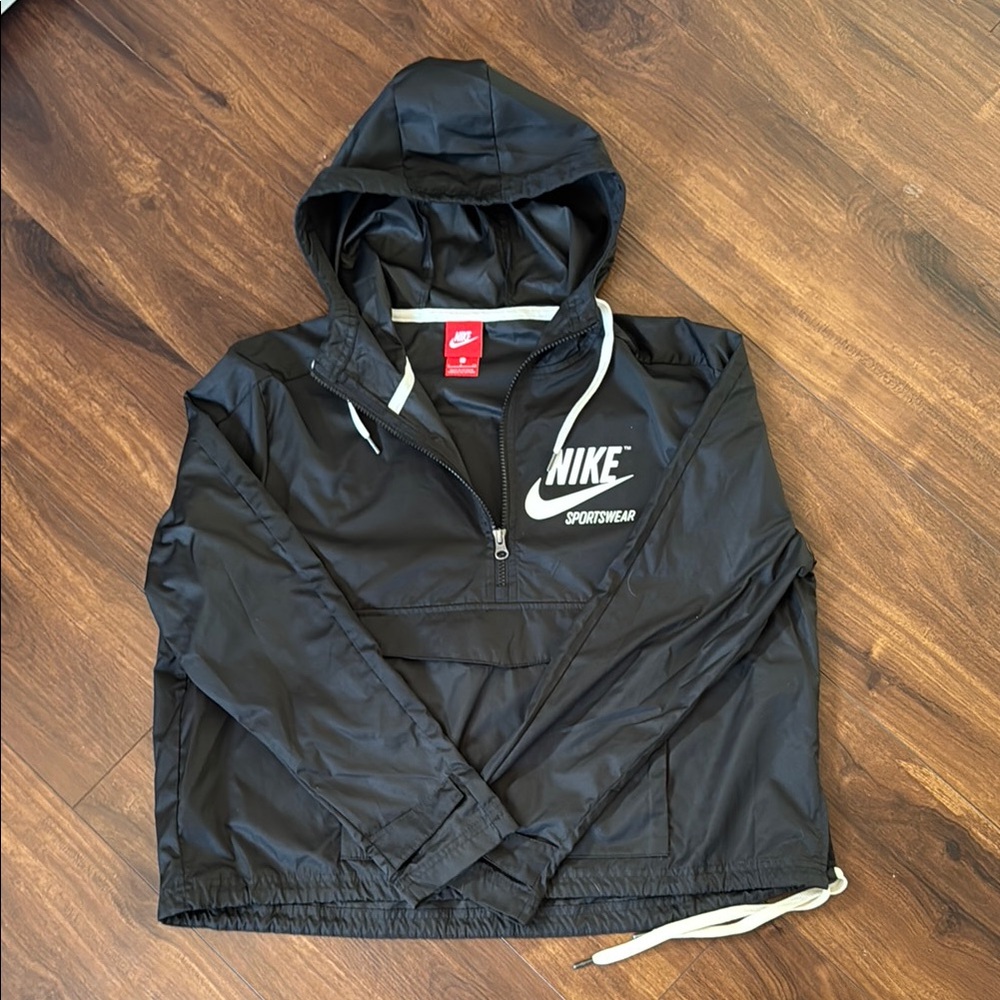Nike Black Windbreaker with Hood and Logo